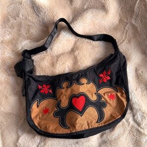 BAGGU Western Appliqué Medium Nylon Crescent Bag NWOT